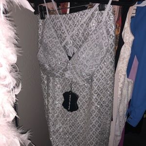 2 piece silver stand out skirt and bra like top